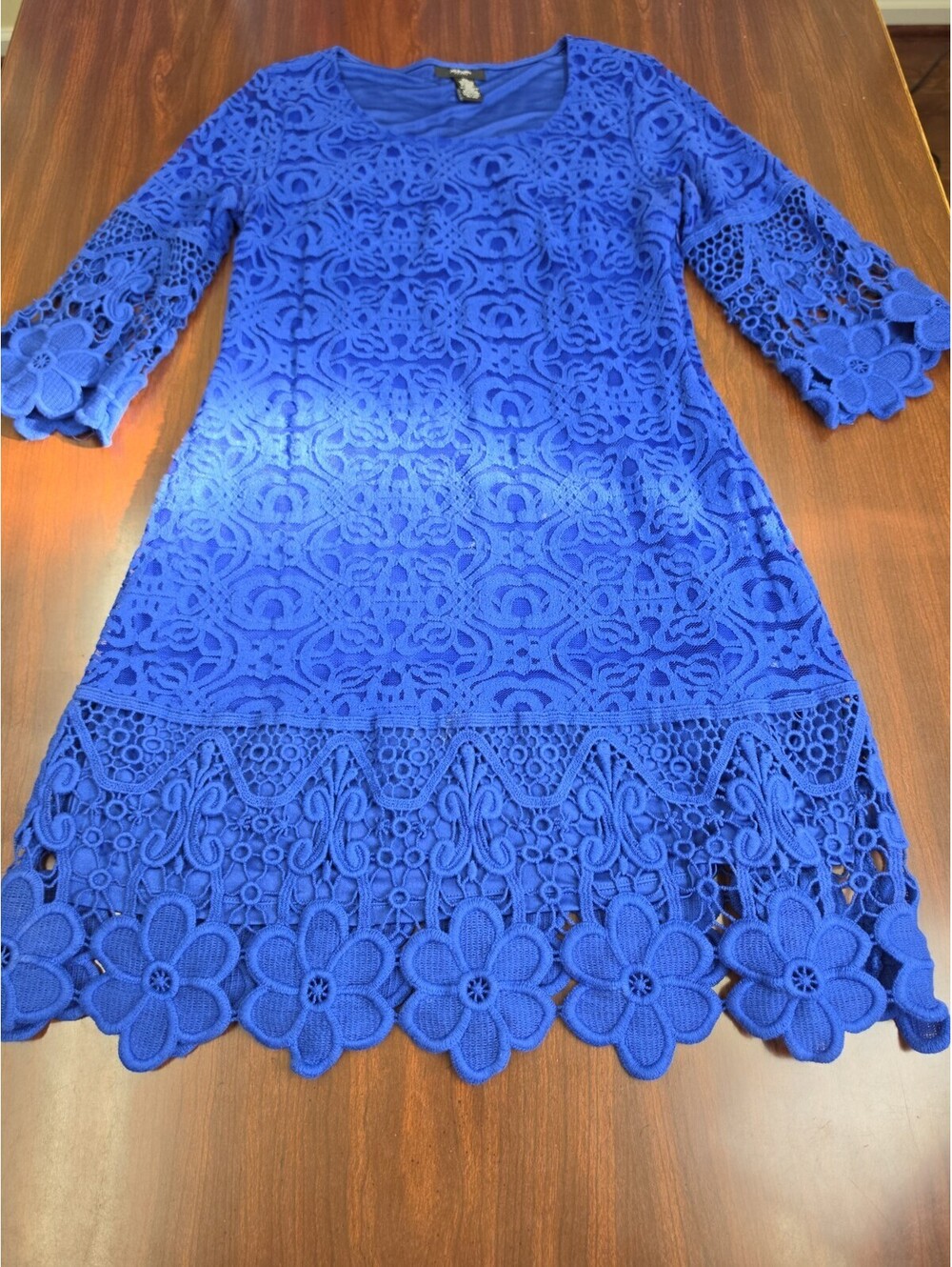Alfani Petite Large Dress Royal Blue Crochet Lace Shift Cocktail Dress Lined